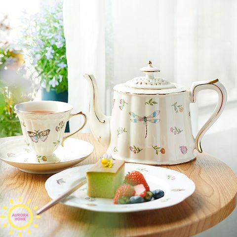 Bộ ấm tách trà Châu Âu Chuồn Chuồn Ớt (5 món)