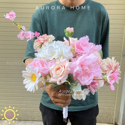 Bó hoa cưới lụa cầm tay Love in Heaven