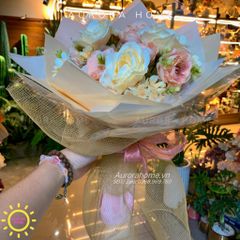 Bó hoa hồng giả tông hồng lãng mạn