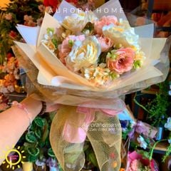 Bó hoa hồng giả tông hồng lãng mạn