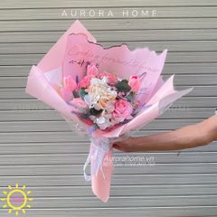 Bó hoa giả tặng sinh nhật Love Story tông hồng mộng mơ