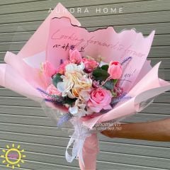 Bó hoa giả tặng sinh nhật Love Story tông hồng mộng mơ