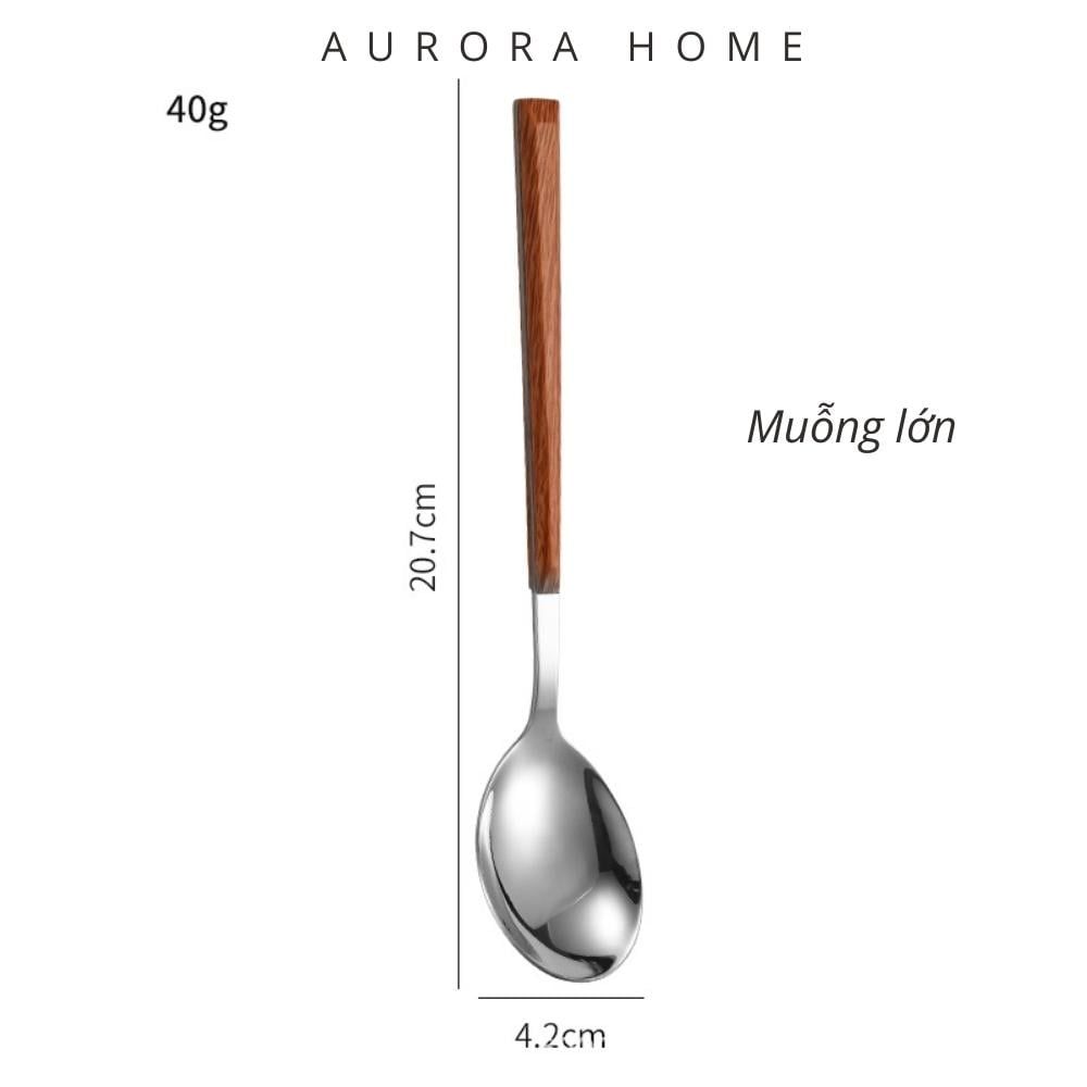 Bộ muỗng dao nĩa bàn ăn thân gỗ (Set 5 món)