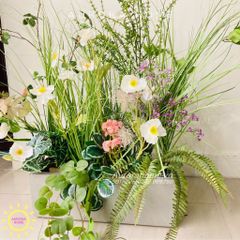 Bồn hoa giả cao cấp trang trí (Mẫu 8)