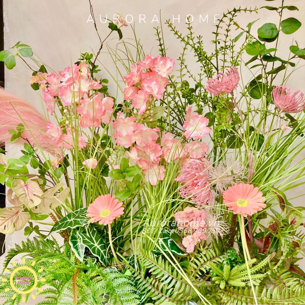 Bồn hoa giả cao cấp trang trí (Mẫu 12)