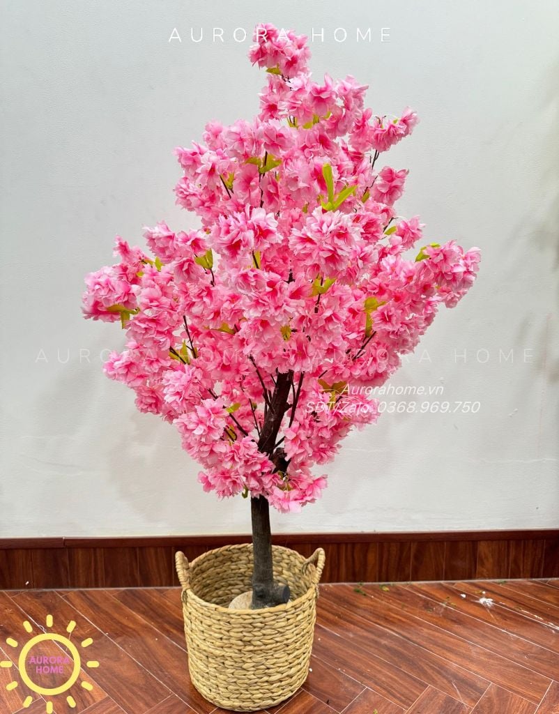 Cây đào hồng giả trang trí Tết (120cm)