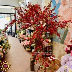 Cây đào rừng đỏ xinh xắn trang trí Tết (hàng thiết kế)