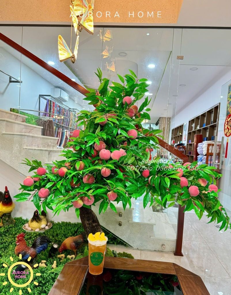 Cây đào tiên giả dáng bonsai trang trí