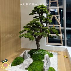 Tiểu cảnh cây tùng Bonsai giả thiết kế theo yêu cầu (Mẫu 8)