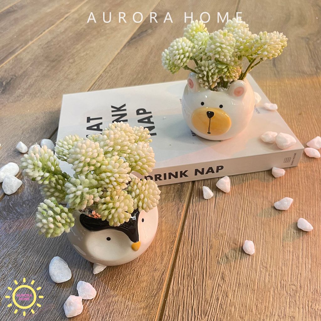 Chậu cây hoa lông bóng Louta mini giả để bàn