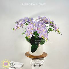 Chậu hoa lan hồ điệp giả cao cấp Như Yên sắc tím pastel lãng mạn