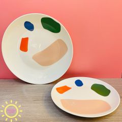 Đĩa ăn Colorful Popin (Hoạ tiết xanh)