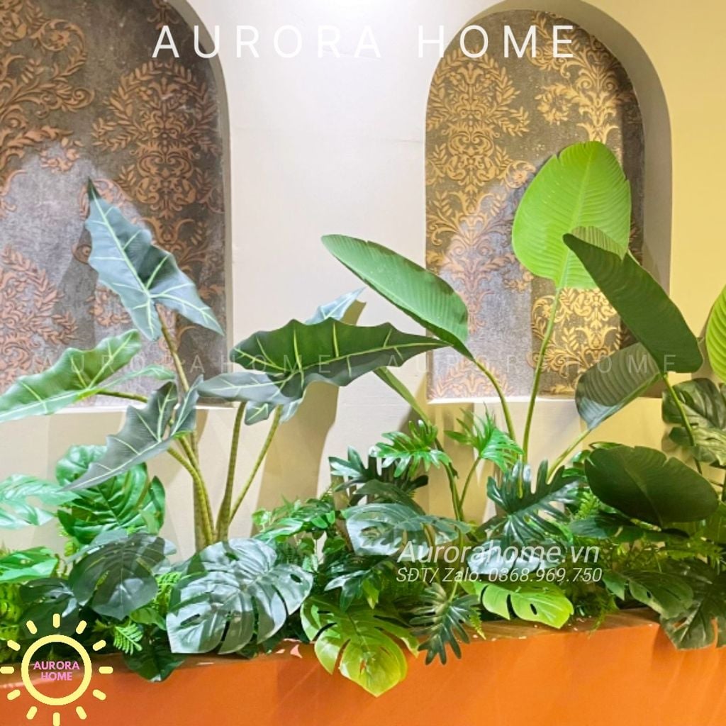 Bồn tiểu cảnh cây giả trang trí spa