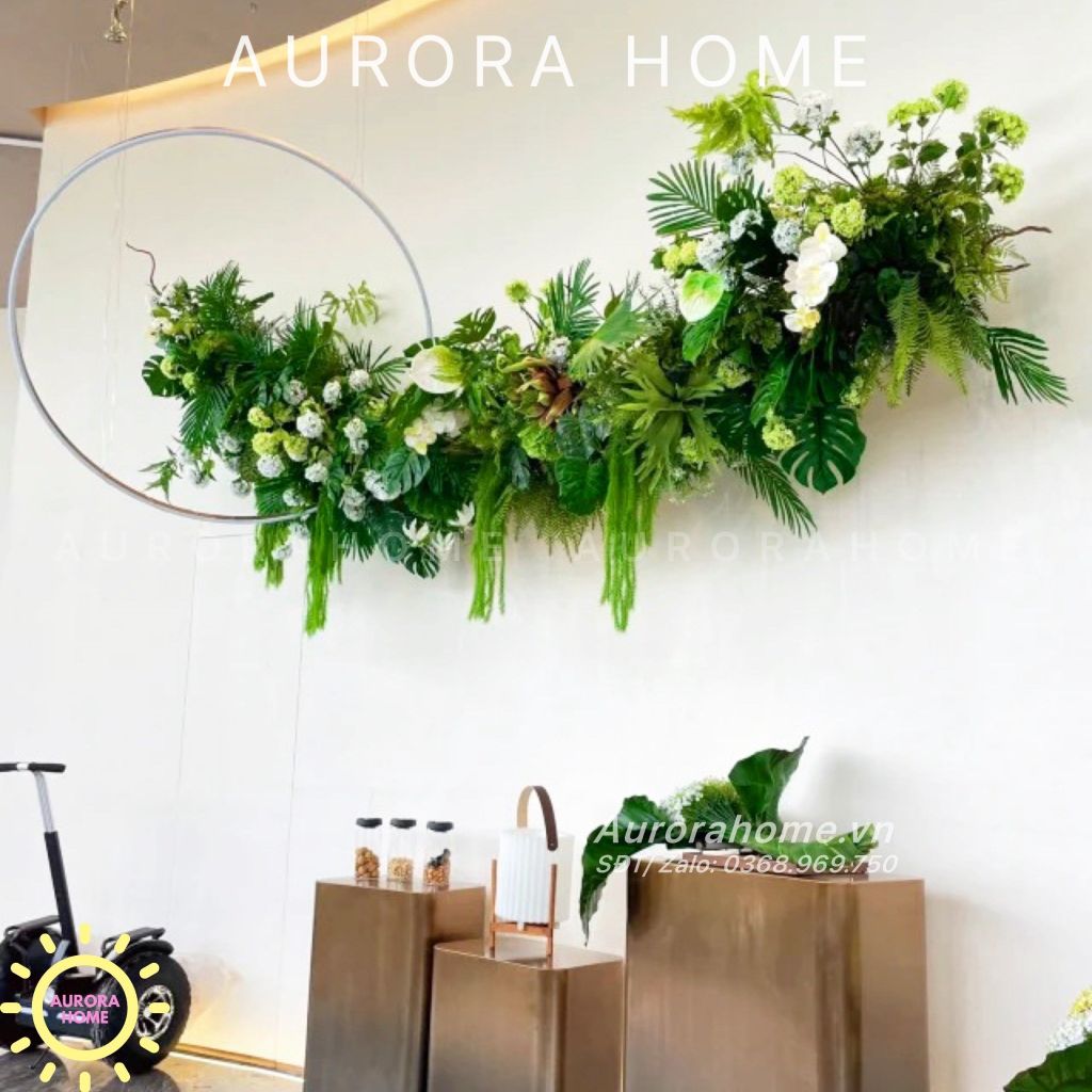 Dãy hoa giả rủ thả treo decor sảnh
