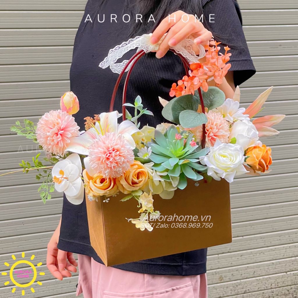 Giỏ hoa giả đẹp làm quà tặng Mera Mera
