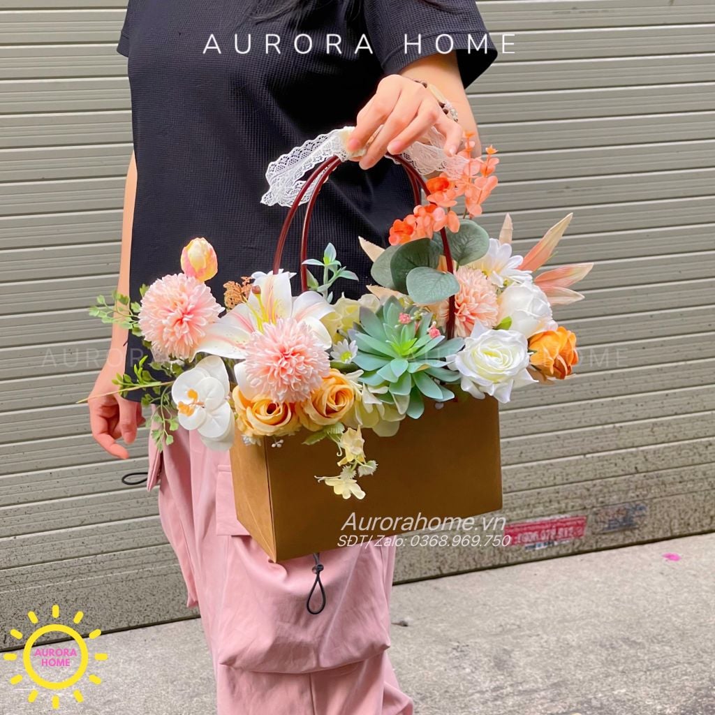 Giỏ hoa giả đẹp làm quà tặng Mera Mera