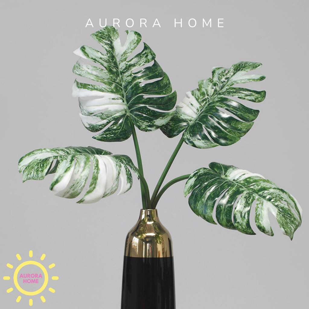 Cành lá Monstera bạch biến 52cm