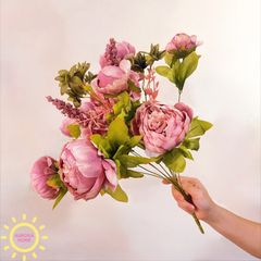 Hoa giả cao cấp Bó hoa mẫu đơn cổ điển