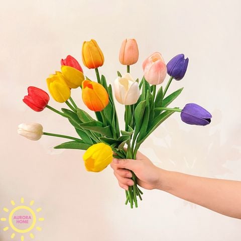 Cành hoa tulip cao su - Hoa giả cao cấp