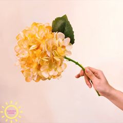 Hoa giả cao cấp Cành hoa tú cầu 3D phối 2 màu