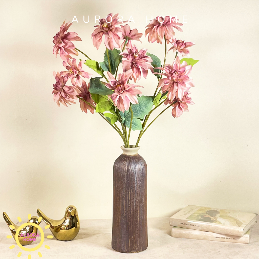 Bình hoa giả để bàn thược dược Meka