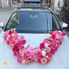 Hoa giả trang trí xe cưới cao cấp - Nhận cắm phối và trang trí theo yêu cầu