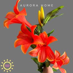 Hoa giả cao cấp Cành Hoa Ly chất vải đầy màu sắc