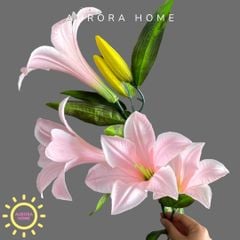 Hoa giả cao cấp Cành Hoa Ly chất vải đầy màu sắc