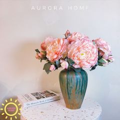 Bình hoa mẫu đơn Đại Đoá Retro phong cách cổ điển vintage để bàn