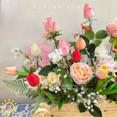 Hộp hoa hồng phối tulip Garden in home