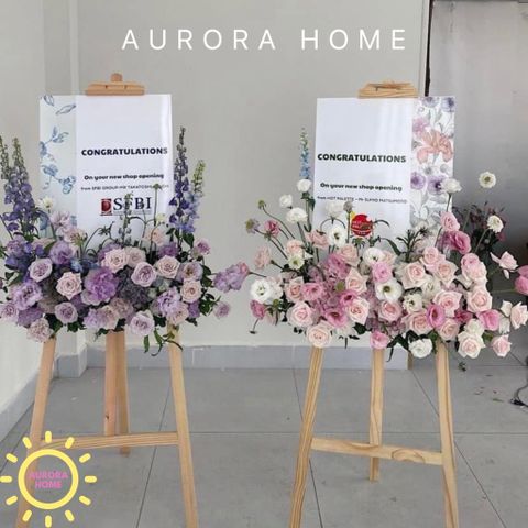 Kệ hoa lụa chúc mừng Aurora Purple xinh xắn