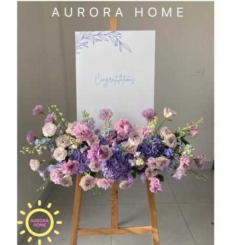 Kệ hoa lụa chúc mừng Aurora Purple xinh xắn