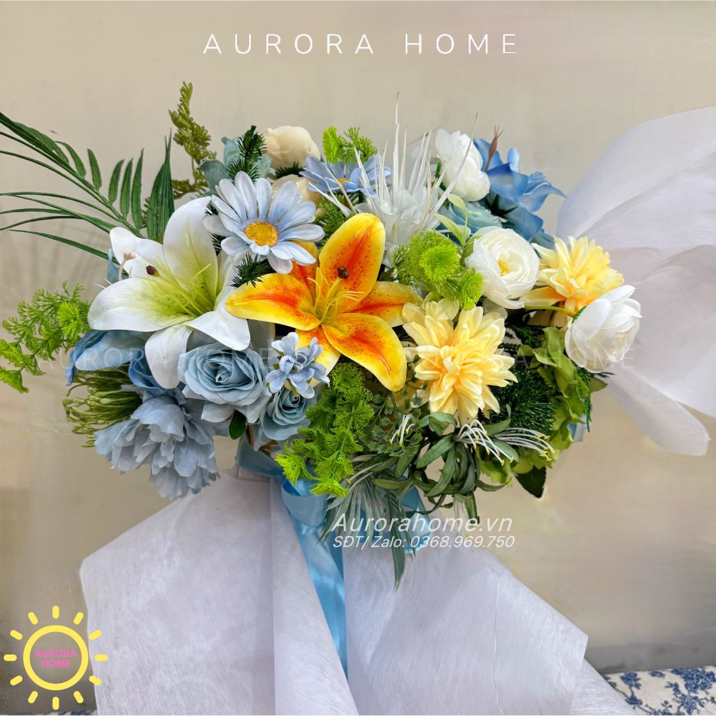 Kệ hoa lụa chúc mừng Aurora Cutie Cutie