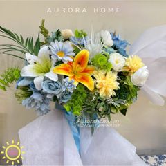 Kệ hoa lụa chúc mừng Aurora Cutie Cutie