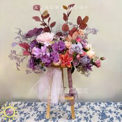 Kệ hoa lụa chúc mừng Aurora Pink Purple