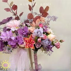 Kệ hoa lụa chúc mừng Aurora Pink Purple