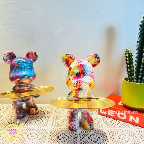 Khay bê đĩa bearbrick đa sắc