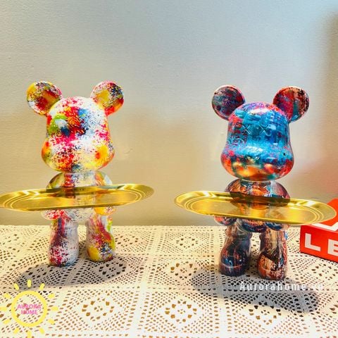 Khay bê đĩa bearbrick đa sắc