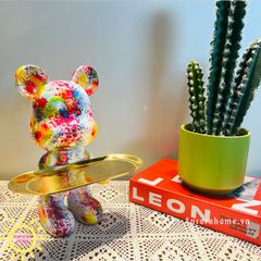 Khay bê đĩa bearbrick đa sắc