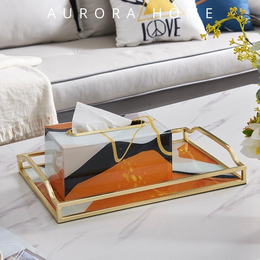 Khay decor tranh sa mạc nhiệt đới