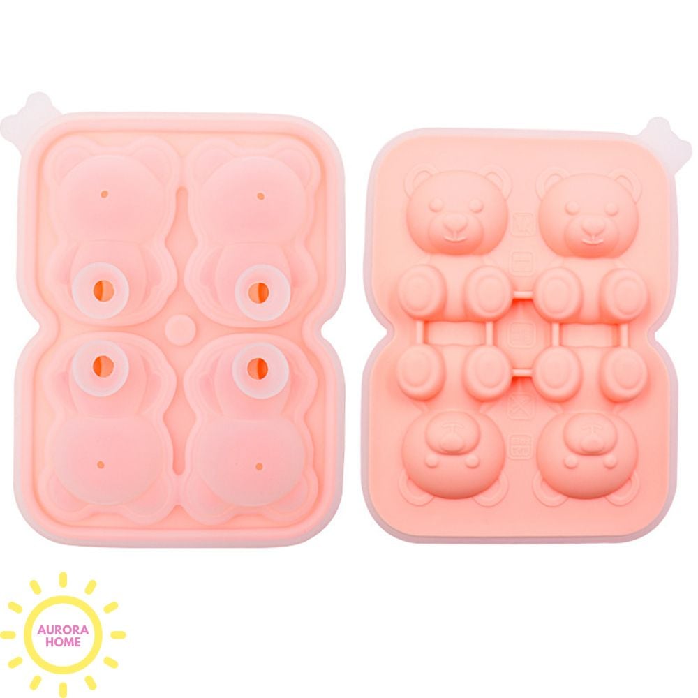 Khuôn đá, khuôn silicon hình gấu con (4 ô)
