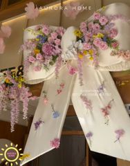 Tiểu cảnh nơ hoa trang trí quán cafe