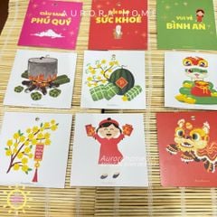 Bộ set thẻ treo Aurora trang trí Tết (Thẻ 2 mặt)