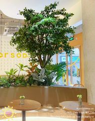 Thi công tiểu cảnh cây giả trang trí quán cafe (Mẫu 8)