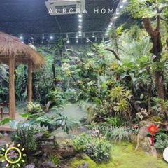 Thi công tiểu cảnh khu vườn cây xanh giả kết hợp cây thật