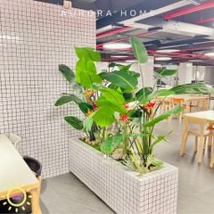Tiểu cảnh cây chuối thiên điểu giả trang trí bếp ăn