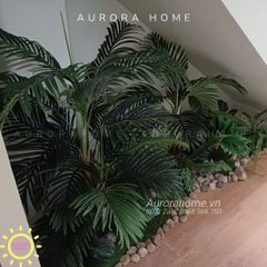 Tiểu cảnh cây dừa giả trang trí góc cầu thang
