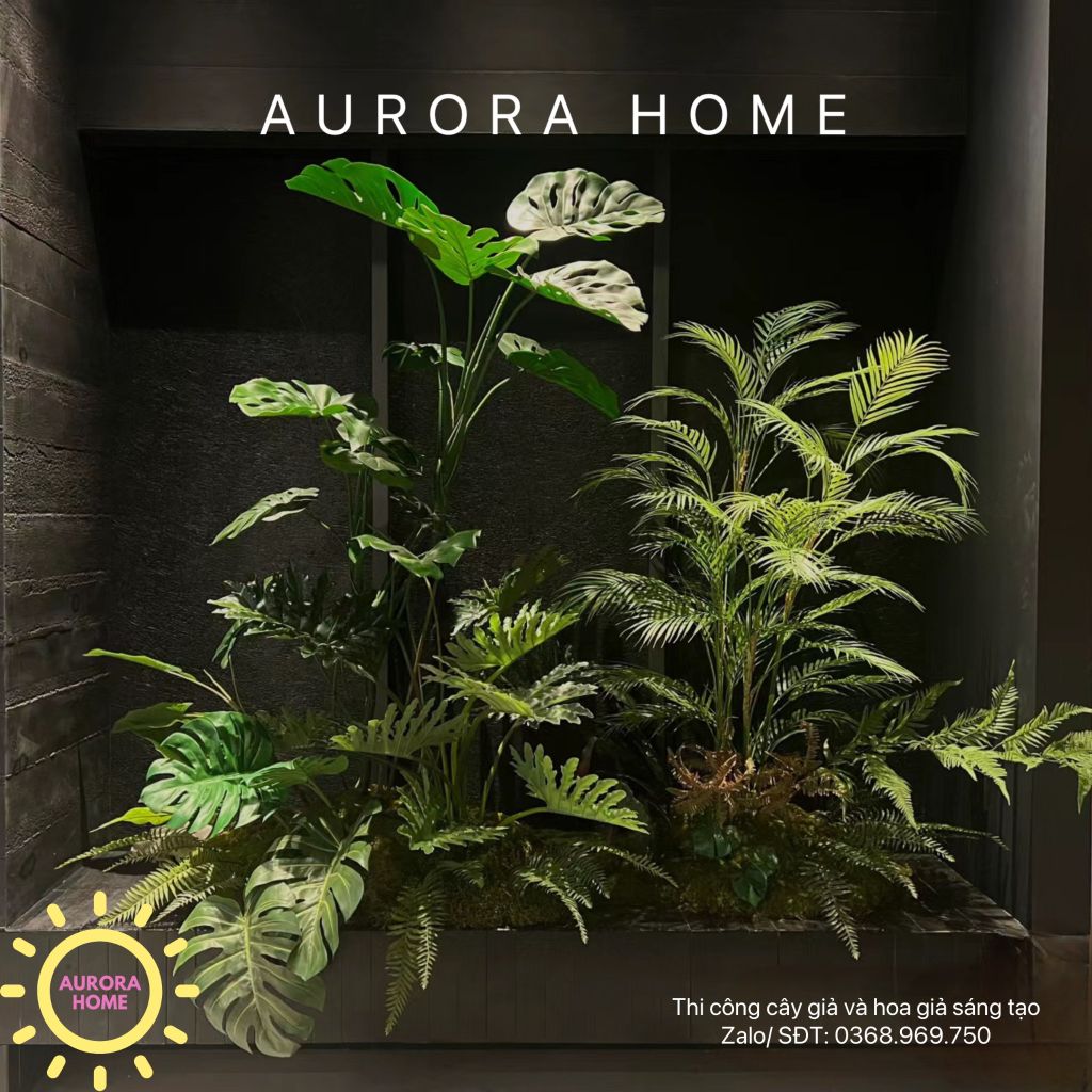 Tiểu cảnh cây giả trang trí phòng khách