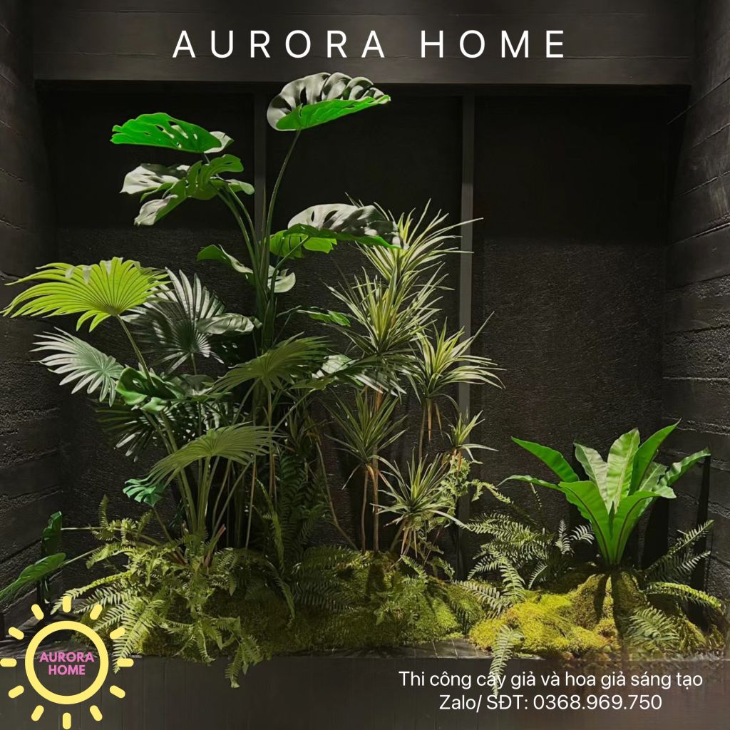 Tiểu cảnh cây giả trang trí phòng khách