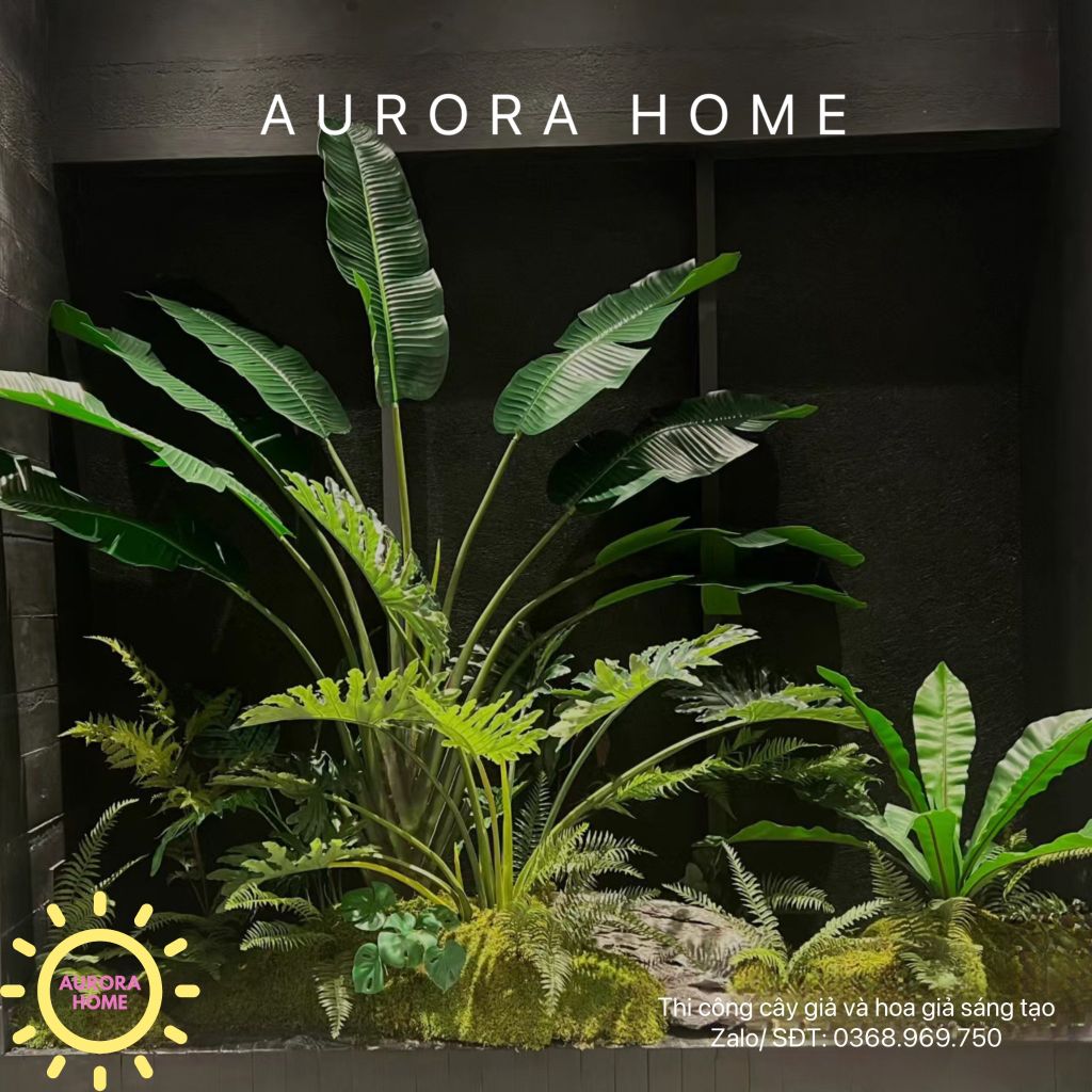 Tiểu cảnh cây giả trang trí phòng khách